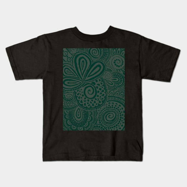 Silver Green Pina Swirls Kids T-Shirt by AmyMinori